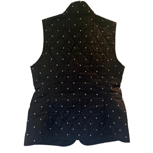 Talbots Outlet Black Light weight Quilted Polka Dot Vest SP Fall Layer Cozy - Picture 2 of 5